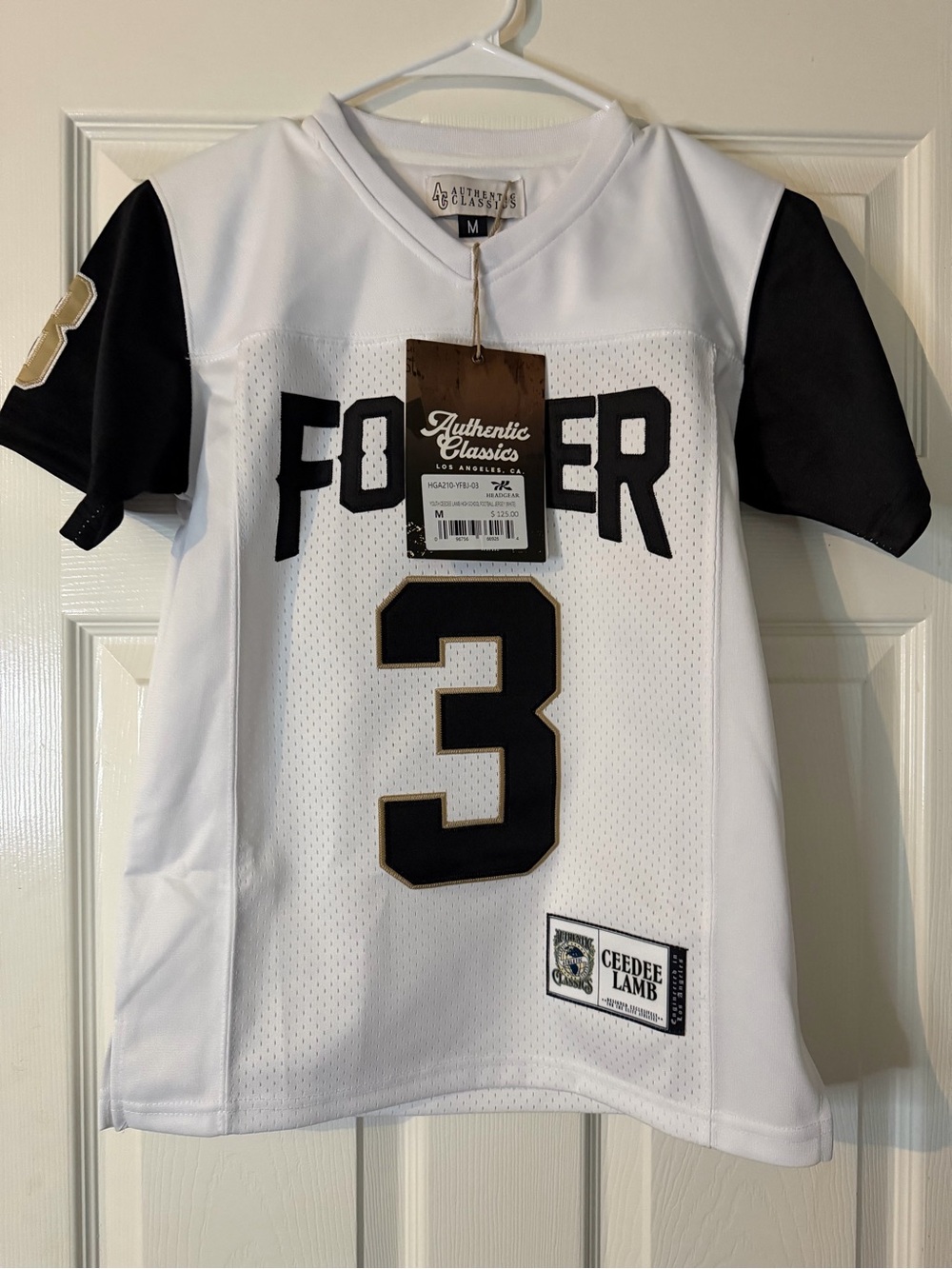 Kids CD Lamb high school White & Black Football Jersey - Size M